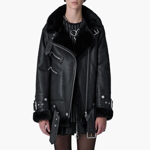 The Arrivals Moya III Oversize Leather & Genuine Shearling Jacket